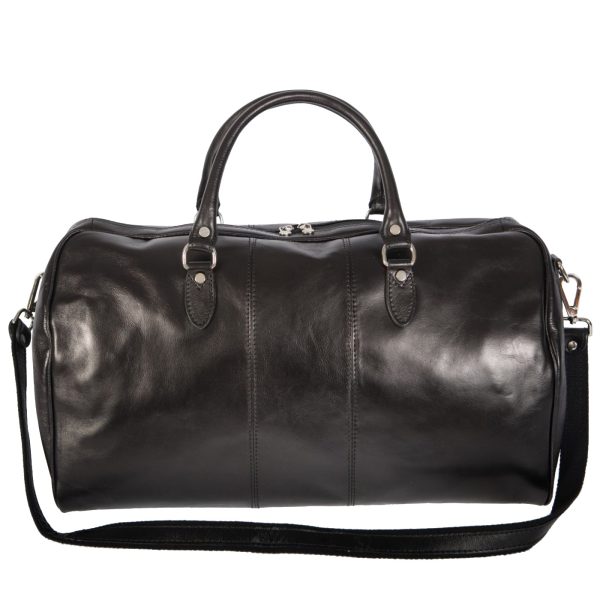 DE-8815 BLACK (1) - Δερμάτινος σάκος ταξιδίου