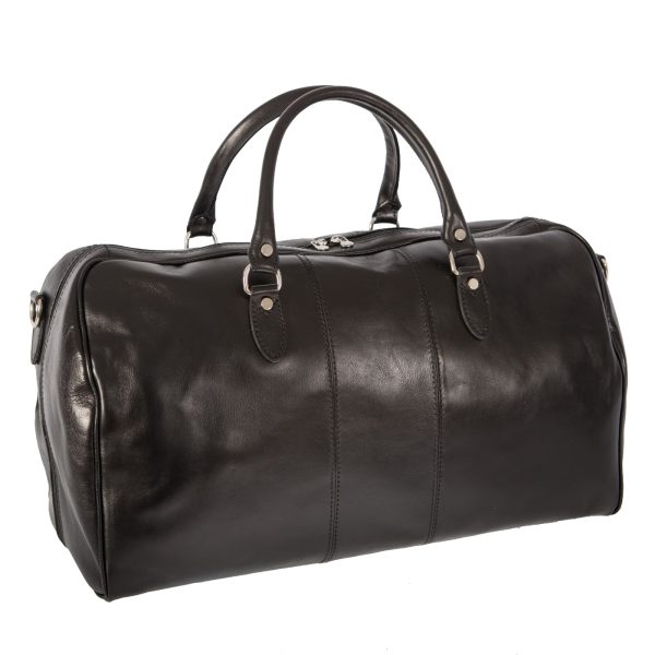 DE-8815 BLACK (2) - Δερμάτινος σάκος ταξιδίου