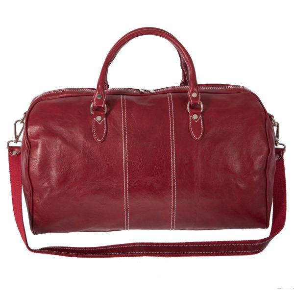 DE-8815 RED (1) - Δερμάτινος σάκος ταξιδίου